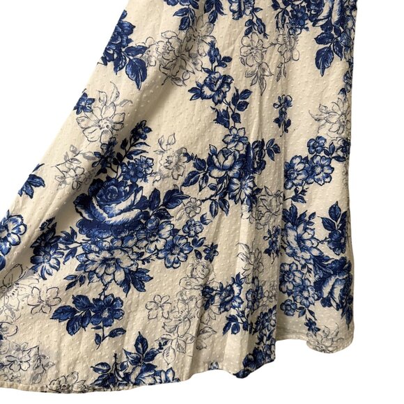 VTG Jody California White Blue Floral Swiss Dot Empire Babydoll Dress Size 5/6 - Picture 3 of 6
